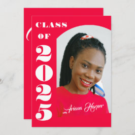 Trendy Chic White Script Roze Graduation Party Kaart