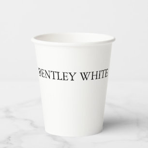 Trendy Chic White — stijlvol, eenvoudig Jouw naam Papieren Bekers