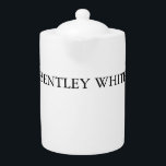 Trendy Chic White — stijlvol, eenvoudig Jouw naam Theepot<br><div class="desc">Deze sjabloon kan worden aangepast aan alle professionele beroepen.</div>