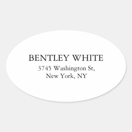 Trendy Chic White — stijlvol, eenvoudig laagje Ovale Sticker (Voorkant)