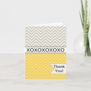 Trendy Chic Yellow Chevron XOXO Thank You Card Bedankkaart