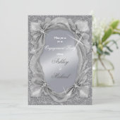 Trendy chic zilveren mode engagement feestje kaart (Staand voorkant)