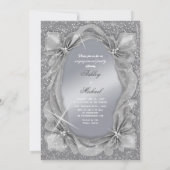 Trendy chic zilveren mode engagement feestje kaart (Achterkant)