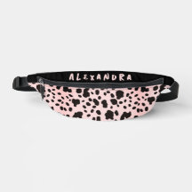 Trendy Chic Zwart Roze Koe Dier Patroon Naam