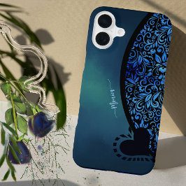 Trendy Chick Bloemen Blauw Gradient Hart iPhone 16 Plus Hoesje