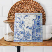 Trendy Chinoiserie Chic Blue White Chinese Pagoda Tegeltje