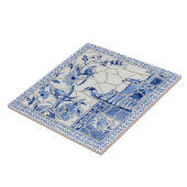 Trendy Chinoiserie Chic Blue White Chinese Pagoda Tegeltje (Zijkant)