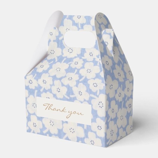 Trendy Chique Blauw en Wit Bloemen Bruiloft Bedankdoosjes (Voorkant Zijde)