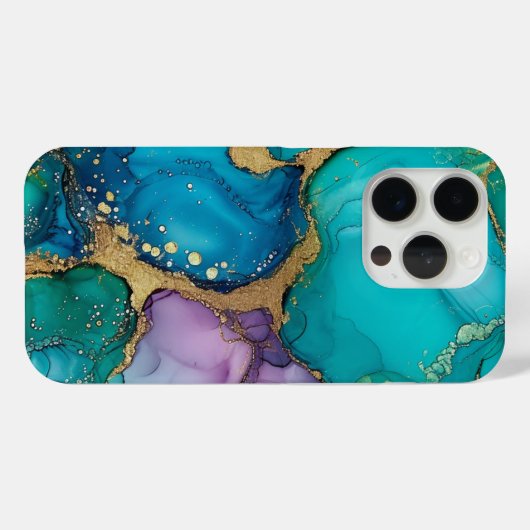 Trendy chique Blauwgroen wervelingen iPhone Case (Achterkant (horizontaal))