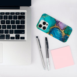 Trendy chique Blauwgroen wervelingen iPhone Case