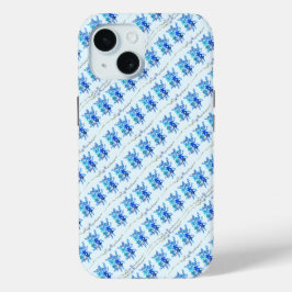 Trendy chique botanische blauwe Waterverf iPhone 15 Case