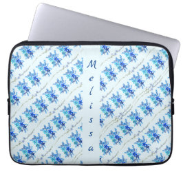 Trendy chique botanische blauwe Waterverf Laptop Sleeve