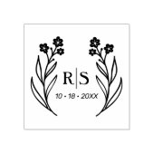 Trendy Chique Bruiloft Wilde Bloemen Initialen Mon Rubberstempel (Afrduk)