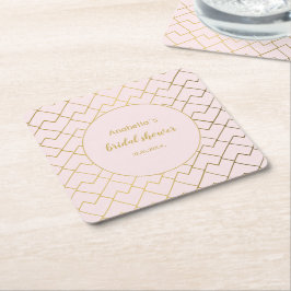 Trendy chique geometrische gouden blush roze kartonnen onderzetters