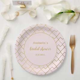 Trendy chique geometrische gouden blush roze papieren bordje