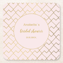 Trendy Chique Geometrische Gouden Roze Roos