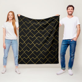 Trendy chique geometrische gouden zwart fleece deken