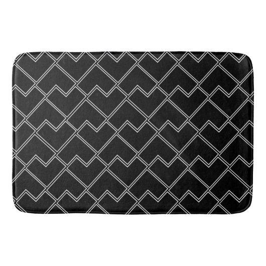 Trendy chique geometrische zwart-wit patroon badmat (Voorkant)