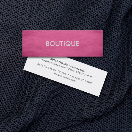 Trendy chique getextureerde roze Mode Boutique Mini Visitekaartje