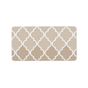 Trendy Chique Girly Cream Bruin Quatrefoil Patroon Etiket