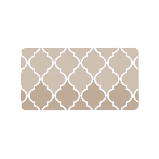 Trendy Chique Girly Cream Bruin Quatrefoil Patroon Etiket (Voorkant)