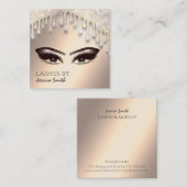 Trendy chique gouden glitterdruppels make-up ogen vierkante visitekaartje (Voorkant / Achterkant)