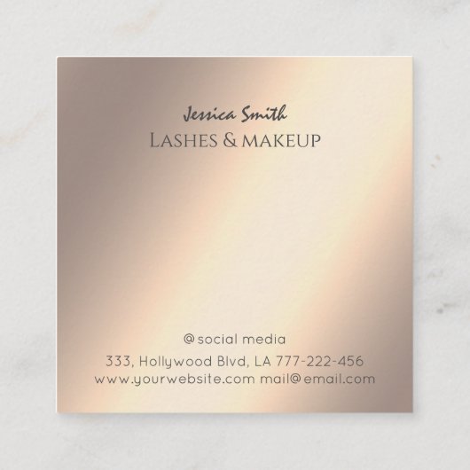 Trendy chique gouden glitterdruppels make-up ogen vierkante visitekaartje (Achterkant)