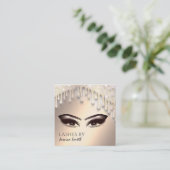 Trendy chique gouden glitterdruppels make-up ogen vierkante visitekaartje (Staand voorkant)