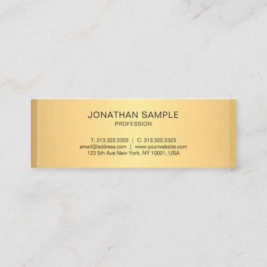 Trendy chique gouden look modern minimalistisch cr mini visitekaartje (Achterkant)