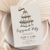 Trendy chique hand getrokken verlovingsfeest kaart