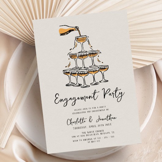 Trendy chique hand getrokken verlovingsfeest kaart