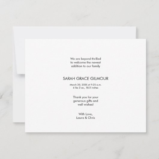 Trendy chique handlettering baby meisje foto geboo (Achterkant)