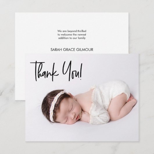 Trendy chique handlettering baby meisje foto geboo (Voorkant / Achterkant)