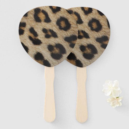 Trendy chique luipaard bont dier print patroon gla handwaaier (Voorkant en achterkant)