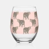 Trendy chique luipaard dierpatroon wijnglas zonder voet (Voorkant)