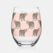 Trendy chique luipaard dierpatroon wijnglas zonder voet (Achterkant)