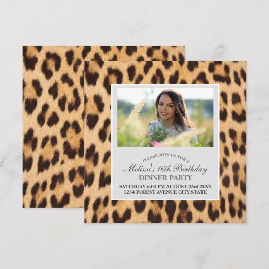 Trendy chique luipaard print Safari verjaardagsfee Kaart (Voorkant / Achterkant)