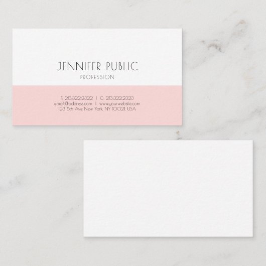 Trendy Chique Monogram Eenvoudig Blush Roze Plain  Visitekaartje (Voorkant / Achterkant)