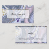 Trendy chique Paarse Agaat en Gouden Marmer Visitekaartje (Voorkant / Achterkant)