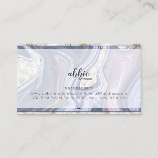 Trendy chique Paarse Agaat en Gouden Marmer Visitekaartje (Achterkant)