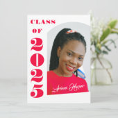 Trendy chique roze scriptklasse van 2025 Afstudere Aankondiging (Staand voorkant)