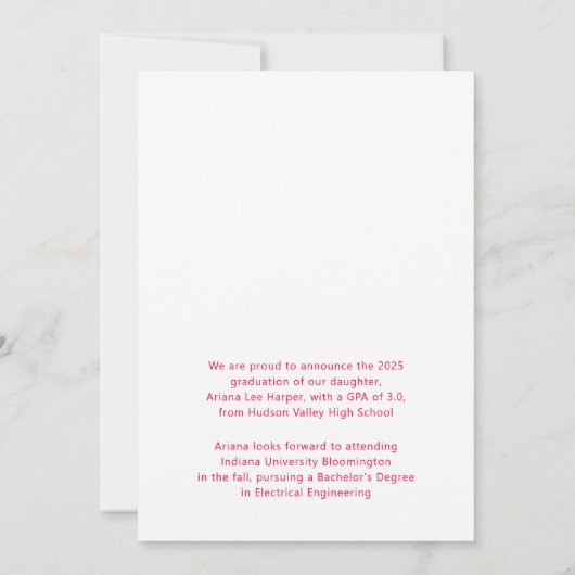 Trendy chique roze scriptklasse van 2025 Afstudere Aankondiging (Achterkant)