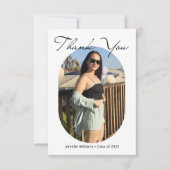 Trendy chique script afstuderen boogfoto bedankkaart (Voorkant)
