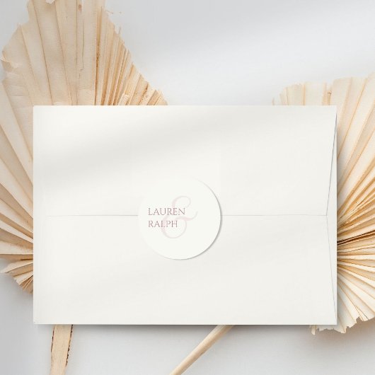 Trendy chique stoffige Roos & ivoor bruiloft Ronde Sticker