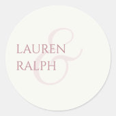 Trendy chique stoffige Roos & ivoor bruiloft Ronde Sticker (Voorkant)