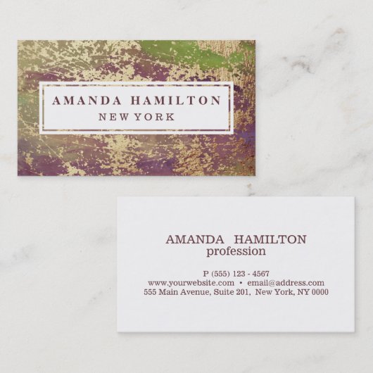 Trendy chique verguld blush groen Paarse goud Visitekaartje (Voorkant / Achterkant)
