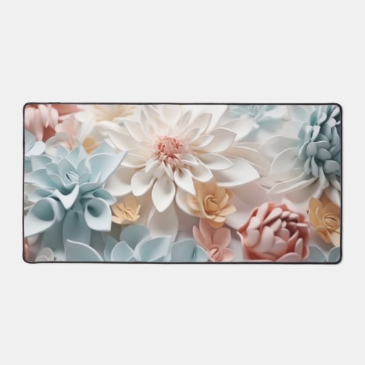 Trendy chique zachte lichte pastel 3D bloemen Bureaumat (Voorkant)