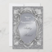 Trendy chique zilveren modieuze verlovingsfeest kaart (Voorkant)