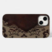 trendy chocolade Bruin leer Damask iphone5 hoesje (Achterkant (horizontaal))