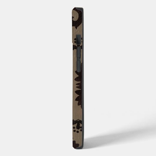 trendy chocolade Bruin leer Damask iphone5 hoesje (Achterkant / Links)